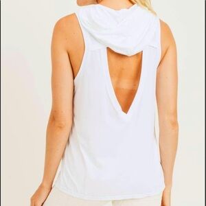 Mono B Hoodie Muscle Active Tank with Cut-Out Back Size Small